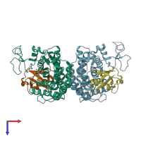 PDB entry 5zq4 coloured by chain, top view.