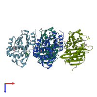 PDB entry 5zqc coloured by chain, top view.