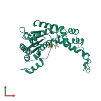 PDB entry 5zqm coloured by chain, front view.