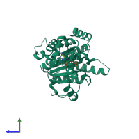 PDB entry 5zqm coloured by chain, side view.