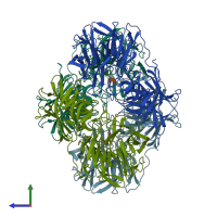 PDB entry 5zqx coloured by chain, side view.