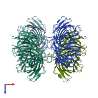 PDB entry 5zqx coloured by chain, top view.