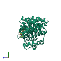 PDB entry 5zqy coloured by chain, side view.