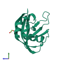 PDB entry 5zrc coloured by chain, side view.