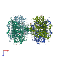 PDB entry 5zrd coloured by chain, top view.