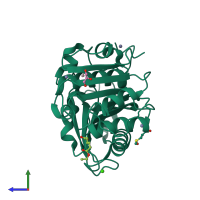 PDB entry 5zrs coloured by chain, side view.
