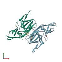PDB entry 5zrt coloured by chain, front view.