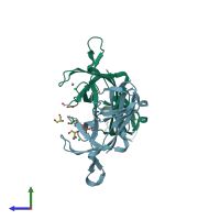 PDB entry 5zrt coloured by chain, side view.