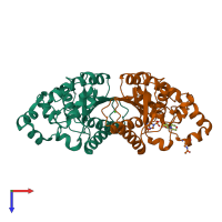 PDB entry 5zs7 coloured by chain, top view.