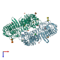PDB entry 5zsh coloured by chain, top view.
