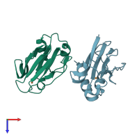 PDB entry 5ztd coloured by chain, top view.