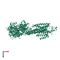 PDB entry 5ztf coloured by chain, top view.