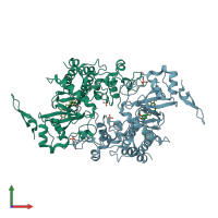 PDB entry 5ztn coloured by chain, front view.