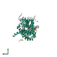 PDB entry 5zty coloured by chain, side view.