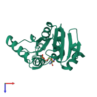 PDB entry 5zu9 coloured by chain, top view.