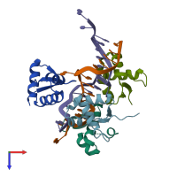 PDB entry 5zuo coloured by chain, top view.