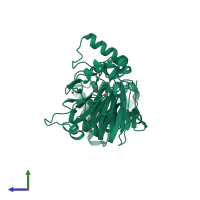 PDB entry 5zuy coloured by chain, side view.