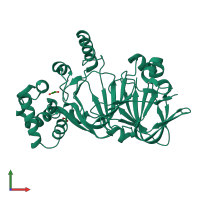 PDB entry 5zv0 coloured by chain, front view.