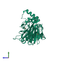 PDB entry 5zv0 coloured by chain, side view.