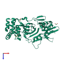 PDB entry 5zv0 coloured by chain, top view.