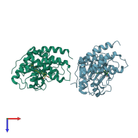 PDB entry 5zv2 coloured by chain, top view.