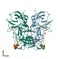 PDB entry 5zvc coloured by chain, front view.