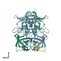PDB entry 5zvc coloured by chain, side view.