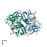 PDB entry 5zvc coloured by chain, top view.