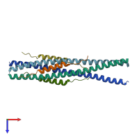 PDB entry 5zvk coloured by chain, top view.