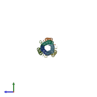 PDB entry 5zvm coloured by chain, side view.