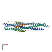 PDB entry 5zvm coloured by chain, top view.