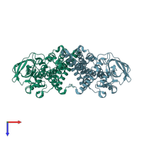 PDB entry 5zw0 coloured by chain, top view.