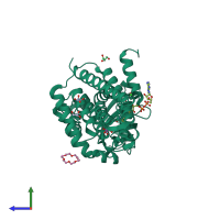 PDB entry 5zw7 coloured by chain, side view.