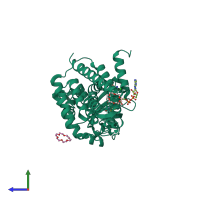 PDB entry 5zw8 coloured by chain, side view.