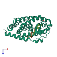 PDB entry 5zwf coloured by chain, top view.
