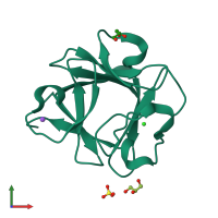 PDB entry 5zxe coloured by chain, front view.