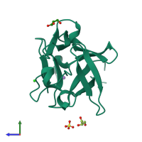 PDB entry 5zxe coloured by chain, side view.