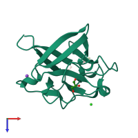PDB entry 5zxe coloured by chain, top view.