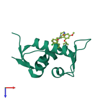PDB entry 5zxf coloured by chain, top view.