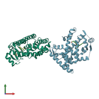 PDB entry 5zxi coloured by chain, front view.
