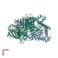 PDB entry 5zxm coloured by chain, top view.