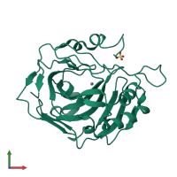 PDB entry 5zxw coloured by chain, front view.