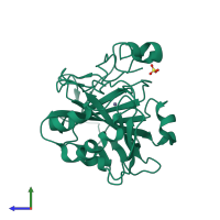 PDB entry 5zxw coloured by chain, side view.
