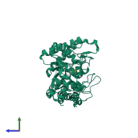 PDB entry 5zye coloured by chain, side view.