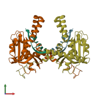 PDB entry 5zyu coloured by chain, front view.