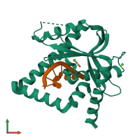 PDB entry 5zyv coloured by chain, front view.
