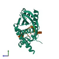 PDB entry 5zyv coloured by chain, side view.
