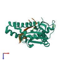 PDB entry 5zyv coloured by chain, top view.