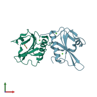 PDB entry 5zz0 coloured by chain, front view.