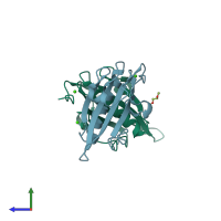 PDB entry 5zz0 coloured by chain, side view.